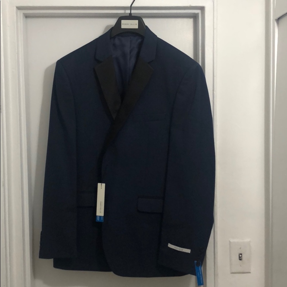 New Midnight blue slim fit tuxedo jacket
